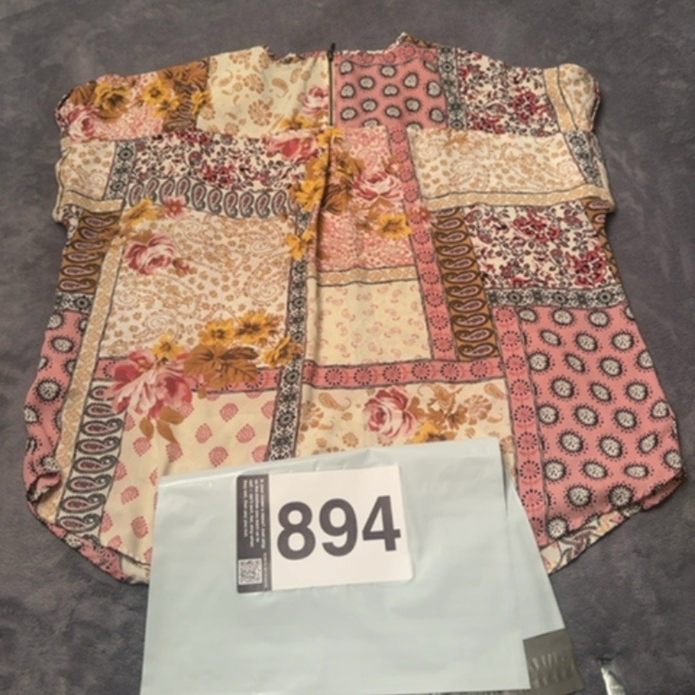 Unbranded Blouse Women XL Pink Floral Paisley Print Back Zip Relaxed Fit Summer - Picture 3 of 3